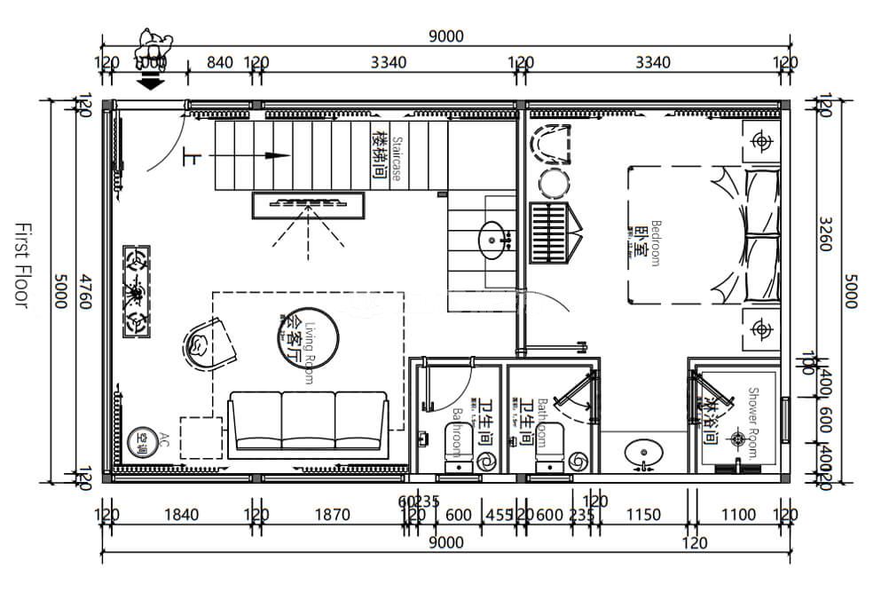 SkyVista Lodge First Floor Plan with Dimensions