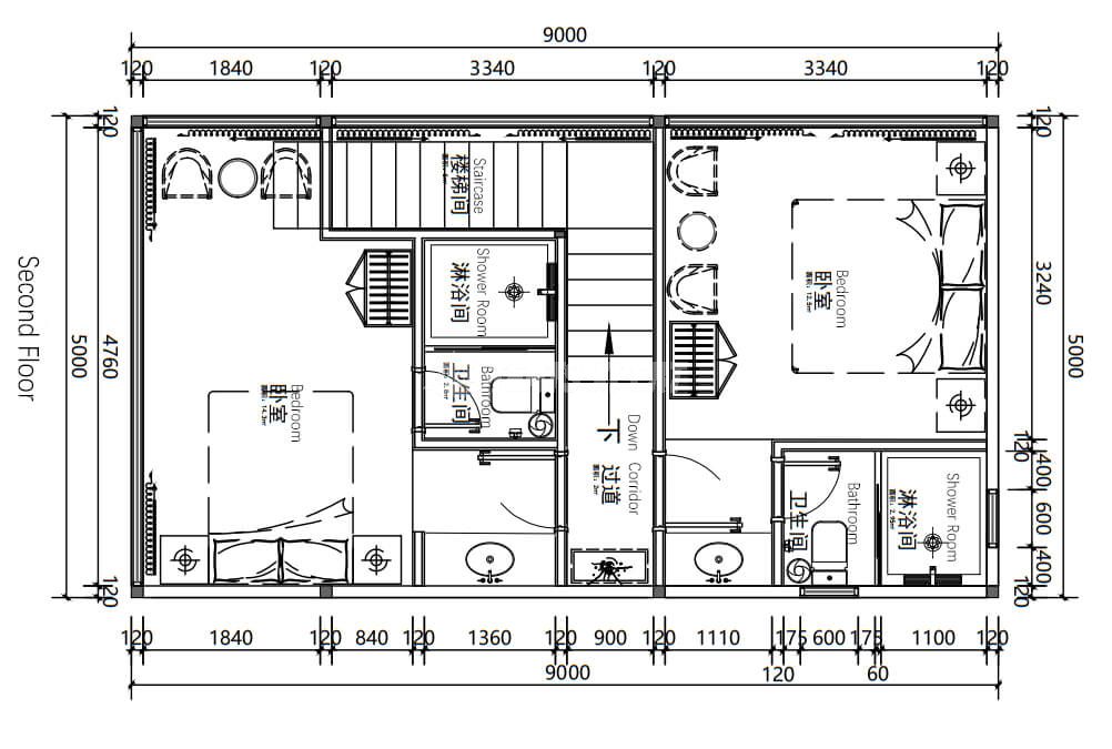 SkyVista Lodge Second Floor Plan with Dimensions